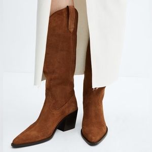 Mango suede cowboy boots